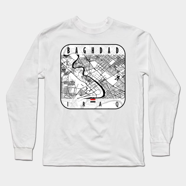 Baghdad Map Iraq Long Sleeve T-Shirt by ArtisticParadigms